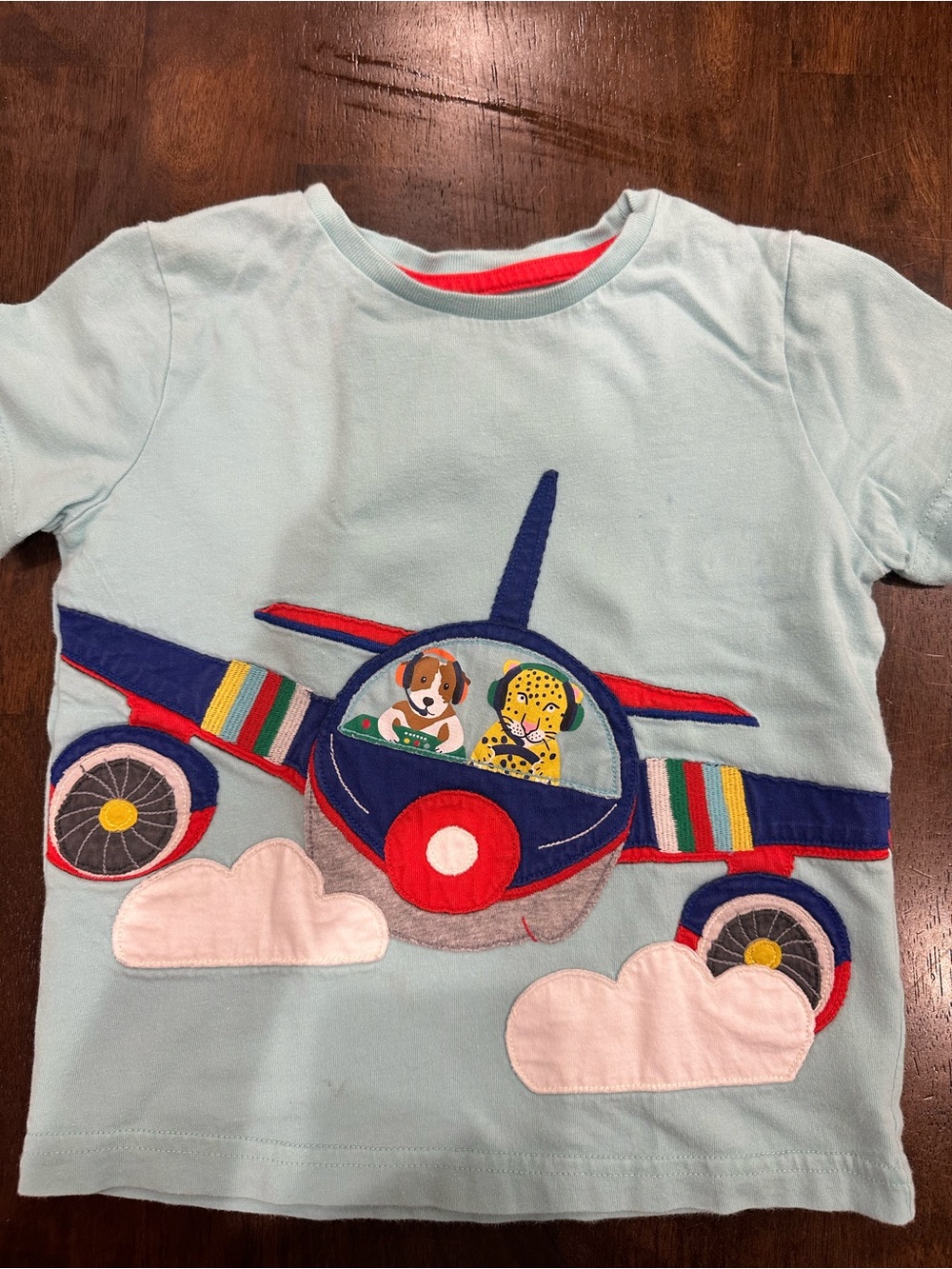 Boden Light Blue Kids Airplane Appliqué Tee